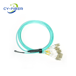 OM3 12芯MT UPC(母頭)轉(zhuǎn)6 LC雙工 UPC 多模分支跳線 極性B